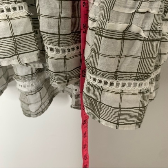 Free People time out lace green plaid tunic top - Picture 7 of 11